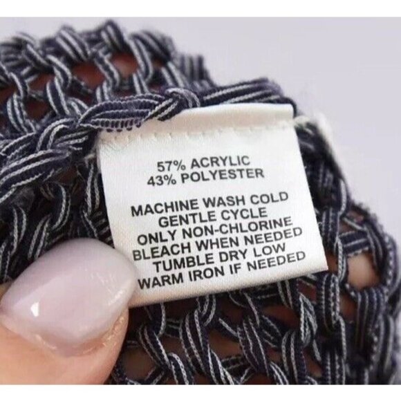 Ann Taylor Loft Womens Open Knit Sweater V Neck Lightweight Navy Blue Sz XS - Picture 9 of 10